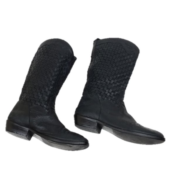 Anthropologie Farylrobin Black Weaved Boots - Picture 3 of 5